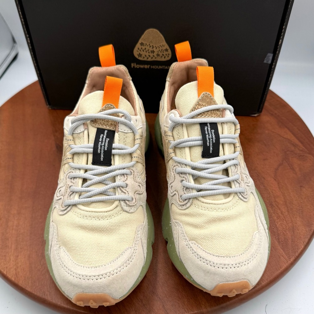 Flower Mountain Yamano 3 Uni Suede Canvas Sneakers Milk Beige FM63577 Womens 6.5